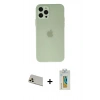 MARSİLYAN™- iPhone 12 Pro Kılıf Atlas Minimal Prime - Siyah Polymer Nano Ekran Koruyucu + Rainbow Kamera Lens Koruma Cam - GD