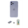 MARSİLYAN™- iPhone 12 Pro Kılıf Atlas Minimal Prime - Siyah Polymer Nano Ekran Koruyucu + Renkli Kamera Lens Koruma Cam - SI
