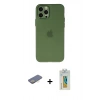 MARSİLYAN™- iPhone 12 Pro Kılıf Atlas Minimal Prime - Siyah Polymer Nano Ekran Koruyucu + Renkli Kamera Lens Koruma Cam - SI