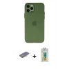 MARSİLYAN™- iPhone 12 Pro Kılıf Atlas Minimal Prime - Siyah Polymer Nano Ekran Koruyucu + Renkli Kamera Lens Koruma Cam - TU