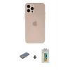 MARSİLYAN™- iPhone 12 Pro Kılıf Atlas Minimal Prime - Siyah Polymer Nano Ekran Koruyucu + Renkli Kamera Lens Koruma Cam - SI