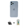 MARSİLYAN™- iPhone 12 Pro Kılıf Atlas Minimal Prime - Siyah Polymer Nano Ekran Koruyucu + Kamera Lens Koruma Cam - SF