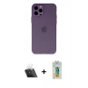 MARSİLYAN™- iPhone 12 Pro Kılıf Atlas Minimal Prime - Siyah Polymer Nano Ekran Koruyucu + Kamera Lens Koruma Cam - SF
