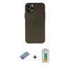 MARSİLYAN™- iPhone 12 Pro Kılıf Atlas Minimal Prime - Siyah Polymer Nano Ekran Koruyucu + Shine Kamera Lens Koruma Cam - PE
