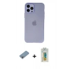 MARSİLYAN™- iPhone 12 Pro Kılıf Atlas Minimal Prime - Siyah Polymer Nano Ekran Koruyucu + Shine Kamera Lens Koruma Cam - GI