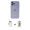 MARSİLYAN™- iPhone 12 Pro Kılıf Atlas Minimal Prime - Siyah Polymer Nano Ekran Koruyucu + Shine Kamera Lens - MI
