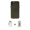 MARSİLYAN™- iPhone 12 Pro Kılıf Atlas Minimal Prime - Siyah Polymer Nano Ekran Koruyucu + Shine Kamera Lens - MI