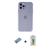 MARSİLYAN™- iPhone 12 Pro Kılıf Atlas Minimal Prime - Siyah Polymer Nano Ekran Koruyucu + Shine Kamera Lens Koruma Cam - PE