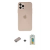 MARSİLYAN™- iPhone 12 Pro Kılıf Atlas Minimal Prime - Siyah Polymer Nano Ekran Koruyucu + Sierra Blue Shine Kamera Lens Koruma Cam