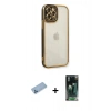 MARSİLYAN™- iPhone 12 Pro Kılıf Çekirdek Klasik Serisi - Şeffaf 360 Full Body Arka Koruyucu + Shine Kamera Lens Koruma Cam - MI