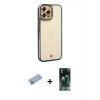 MARSİLYAN™- iPhone 12 Pro Kılıf Çekirdek Klasik Serisi - Şeffaf 360 Full Body Arka Koruyucu + Shine Kamera Lens Koruma Cam - MI