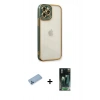 MARSİLYAN™- iPhone 12 Pro Kılıf Çekirdek Klasik Serisi - Şeffaf 360 Full Body Arka Koruyucu + Shine Kamera Lens Koruma Cam - MI
