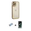 MARSİLYAN™- iPhone 12 Pro Kılıf Çekirdek Klasik Serisi - Şeffaf 360 Full Body Arka Koruyucu + Shine Kamera Lens Koruma Cam - MI