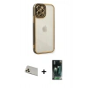 MARSİLYAN™- iPhone 12 Pro Kılıf Çekirdek Klasik Serisi - Şeffaf 360 Full Body Arka Koruyucu + Rainbow Kamera Lens Koruma Cam - GD
