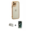 MARSİLYAN™- iPhone 12 Pro Kılıf Çekirdek Klasik Serisi - Şeffaf 360 Full Body Arka Koruyucu + Rainbow Kamera Lens Koruma Cam - GD