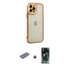 MARSİLYAN™- iPhone 12 Pro Kılıf Çekirdek Klasik Serisi - Şeffaf 360 Full Body Arka Koruyucu + Renkli Kamera Lens Koruma Cam - PE