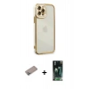 MARSİLYAN™- iPhone 12 Pro Kılıf Çekirdek Klasik Serisi - Şeffaf 360 Full Body Arka Koruyucu + Shine Kamera Lens Koruma Cam - SABE