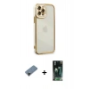 MARSİLYAN™- iPhone 12 Pro Kılıf Çekirdek Klasik Serisi - Şeffaf 360 Full Body Arka Koruyucu + Shine Kamera Lens Koruma Cam - SH