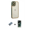 MARSİLYAN™- iPhone 12 Pro Kılıf Çekirdek Klasik Serisi - Şeffaf 360 Full Body Arka Koruyucu + Shine Kamera Lens Koruma Cam - SH