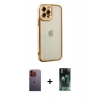 MARSİLYAN™- iPhone 12 Pro Kılıf Çekirdek Klasik Serisi - Şeffaf 360 Full Body Arka Koruyucu + Neon Fosforlu Kamera Lens - TU