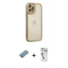 MARSİLYAN™- iPhone 12 Pro Kılıf Çekirdek Klasik Serisi - Şeffaf Uv Polymer Nano Ekran Koruyucu + Shine Kamera Lens Koruma Cam - GI