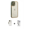 MARSİLYAN™- iPhone 12 Pro Kılıf Çekirdek Klasik Serisi - Şeffaf Uv Polymer Nano Ekran Koruyucu + Shine Kamera Lens - GD