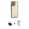 MARSİLYAN™- iPhone 12 Pro Kılıf Çekirdek Klasik Serisi - Şeffaf Uv Polymer Nano Ekran Koruyucu + Kamera Lens Koruma Cam - SF
