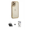 MARSİLYAN™- iPhone 12 Pro Kılıf Çekirdek Klasik Serisi - Şeffaf Uv Polymer Nano Ekran Koruyucu + Kamera Lens Koruma Cam - SF
