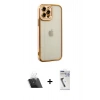 MARSİLYAN™- iPhone 12 Pro Kılıf Çekirdek Klasik Serisi - Şeffaf Uv Polymer Nano Ekran Koruyucu + Kamera Lens Koruma Cam - SF
