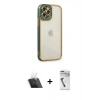 MARSİLYAN™- iPhone 12 Pro Kılıf Çekirdek Klasik Serisi - Şeffaf Uv Polymer Nano Ekran Koruyucu + Kamera Lens Koruma Cam - SF