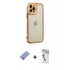 MARSİLYAN™- iPhone 12 Pro Kılıf Çekirdek Klasik Serisi - Şeffaf Uv Polymer Nano Ekran Koruyucu + Metal Kamera Lens Koruma Cam - KUYL