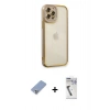 MARSİLYAN™- iPhone 12 Pro Kılıf Çekirdek Klasik Serisi - Şeffaf Uv Polymer Nano Ekran Koruyucu + Metal Kamera Lens Koruma Cam - KUYL