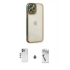 MARSİLYAN™- iPhone 12 Pro Kılıf Çekirdek Klasik Serisi - Şeffaf Uv Polymer Nano Ekran Koruyucu + Mavi Shine Kamera Lens