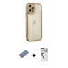 MARSİLYAN™- iPhone 12 Pro Kılıf Çekirdek Klasik Serisi - Şeffaf Uv Polymer Nano Ekran Koruyucu + Metal Kamera Lens Koruma Cam - MR