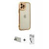 MARSİLYAN™- iPhone 12 Pro Kılıf Çekirdek Klasik Serisi - Şeffaf Uv Polymer Nano Ekran Koruyucu + Rainbow Kamera Lens Koruma Cam - GD