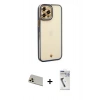 MARSİLYAN™- iPhone 12 Pro Kılıf Çekirdek Klasik Serisi - Şeffaf Uv Polymer Nano Ekran Koruyucu + Rainbow Kamera Lens Koruma Cam - GD