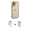 MARSİLYAN™- iPhone 12 Pro Kılıf Çekirdek Klasik Serisi - Şeffaf Uv Polymer Nano Ekran Koruyucu + Shine Kamera Lens - MI