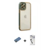 MARSİLYAN™- iPhone 12 Pro Kılıf Çekirdek Klasik Serisi - Şeffaf Uv Polymer Nano Ekran Koruyucu + Shine Kamera Lens Koruma Cam - GD