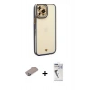 MARSİLYAN™- iPhone 12 Pro Kılıf Çekirdek Klasik Serisi - Şeffaf Uv Polymer Nano Ekran Koruyucu + Shine Kamera Lens Koruma Cam - SABE