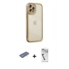 MARSİLYAN™- iPhone 12 Pro Kılıf Çekirdek Klasik Serisi - Şeffaf Uv Polymer Nano Ekran Koruyucu + Renkli Kamera Lens Koruma Cam - YL