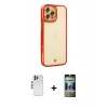 MARSİLYAN™- iPhone 12 Pro Kılıf Çekirdek Klasik Serisi - Siyah 34D Hayalet Izgaralı Cam + Shine Kamera Lens - GS