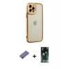 MARSİLYAN™- iPhone 12 Pro Kılıf Çekirdek Klasik Serisi - Siyah 360 Mat Full Body Arka Koruyucu + Metal Kamera Lens Koruma Cam - GD