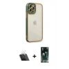 MARSİLYAN™- iPhone 12 Pro Kılıf Çekirdek Klasik Serisi - Siyah 360 Mat Full Body Arka Koruyucu + Kamera Lens Koruma Cam - SF