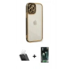 MARSİLYAN™- iPhone 12 Pro Kılıf Çekirdek Klasik Serisi - Siyah 360 Mat Full Body Arka Koruyucu + Kamera Lens Koruma Cam - SF