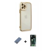 MARSİLYAN™- iPhone 12 Pro Kılıf Çekirdek Klasik Serisi - Siyah 360 Mat Full Body Arka Koruyucu + Metal Kamera Lens Koruma Cam - AKYL