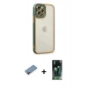 MARSİLYAN™- iPhone 12 Pro Kılıf Çekirdek Klasik Serisi - Siyah 360 Mat Full Body Arka Koruyucu + Shine Kamera Lens Koruma Cam - PE
