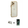 MARSİLYAN™- iPhone 12 Pro Kılıf Çekirdek Klasik Serisi - Siyah 360 Mat Full Body Arka Koruyucu + Rainbow Kamera Lens Koruma Cam - GD