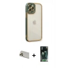 MARSİLYAN™- iPhone 12 Pro Kılıf Çekirdek Klasik Serisi - Siyah 360 Mat Full Body Arka Koruyucu + Rainbow Kamera Lens Koruma Cam - GD