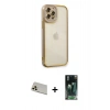 MARSİLYAN™- iPhone 12 Pro Kılıf Çekirdek Klasik Serisi - Siyah 360 Mat Full Body Arka Koruyucu + Rainbow Kamera Lens Koruma Cam - GD