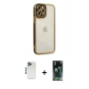 MARSİLYAN™- iPhone 12 Pro Kılıf Çekirdek Klasik Serisi - Siyah 360 Mat Full Body Arka Koruyucu + Shine Kamera Lens - MI